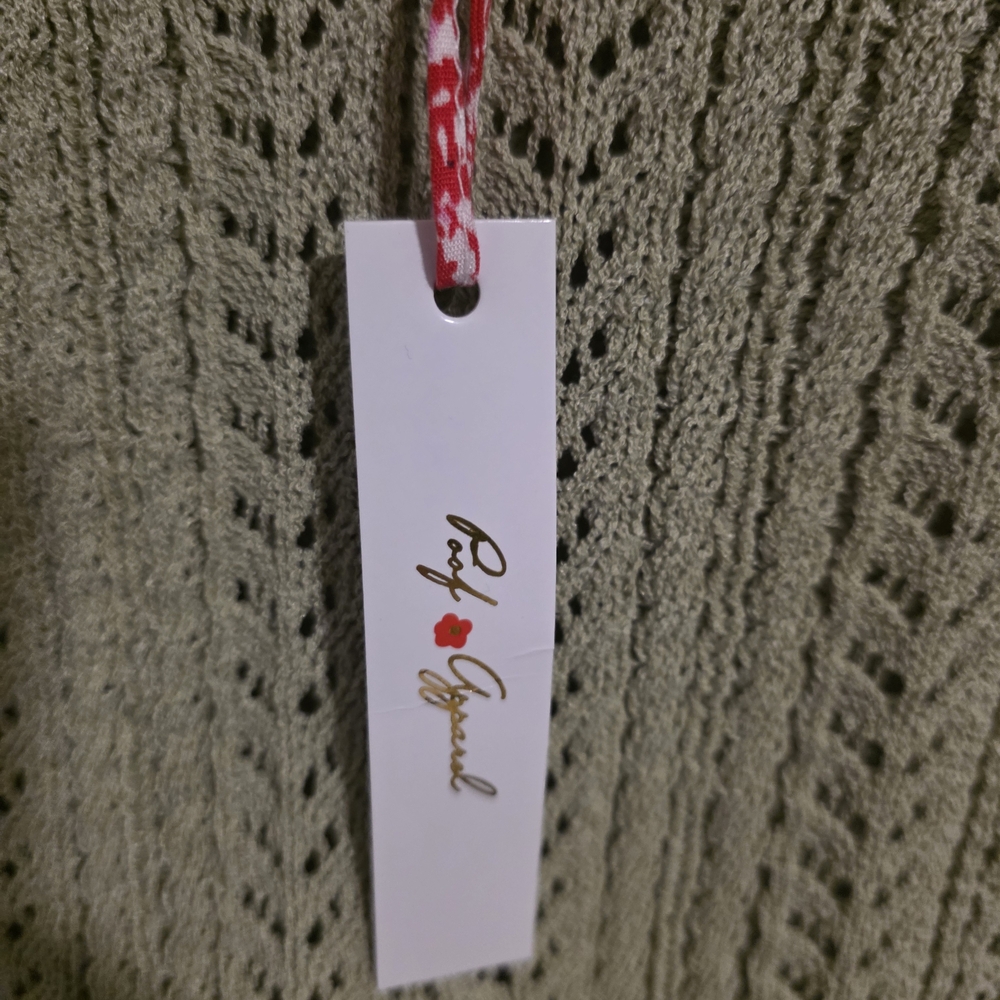 Poof Apparel Sage Green Crochet Tank Top Medium NWT - Picture 5 of 11